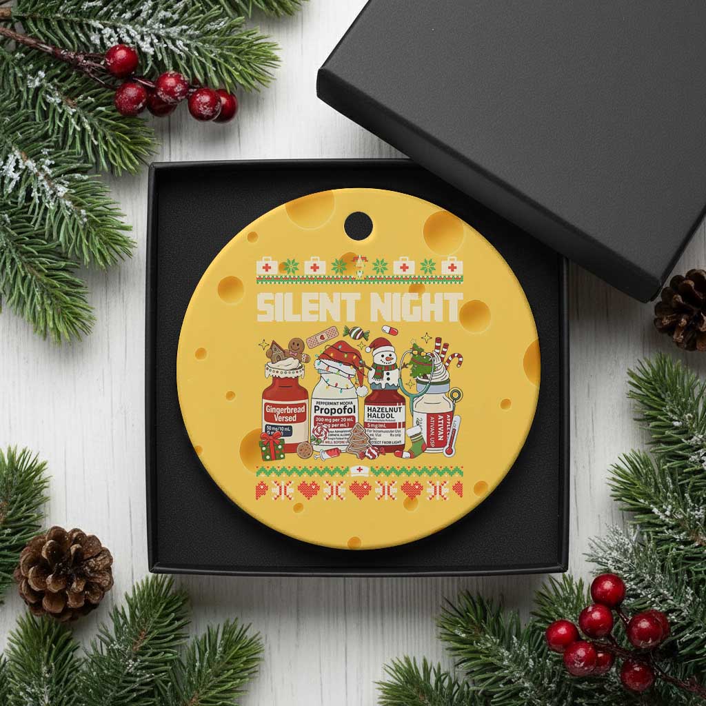 Silent Night Christmas Ceramic Ornament Funny ICU Nurse Xmas TS14 1pc Yellow Cheese Print Your Wear