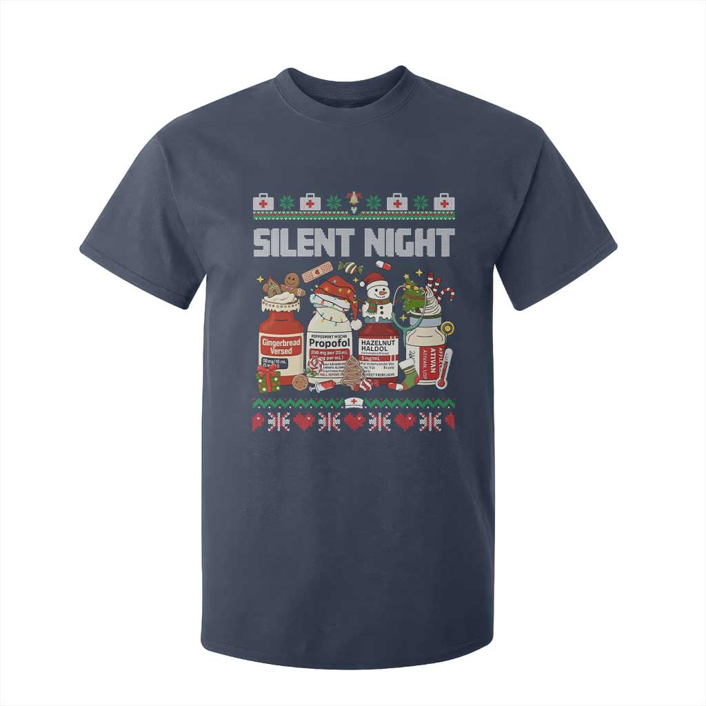 Silent Night Christmas T Shirt For Kid Funny ICU Nurse Xmas TS14 Navy Print Your Wear