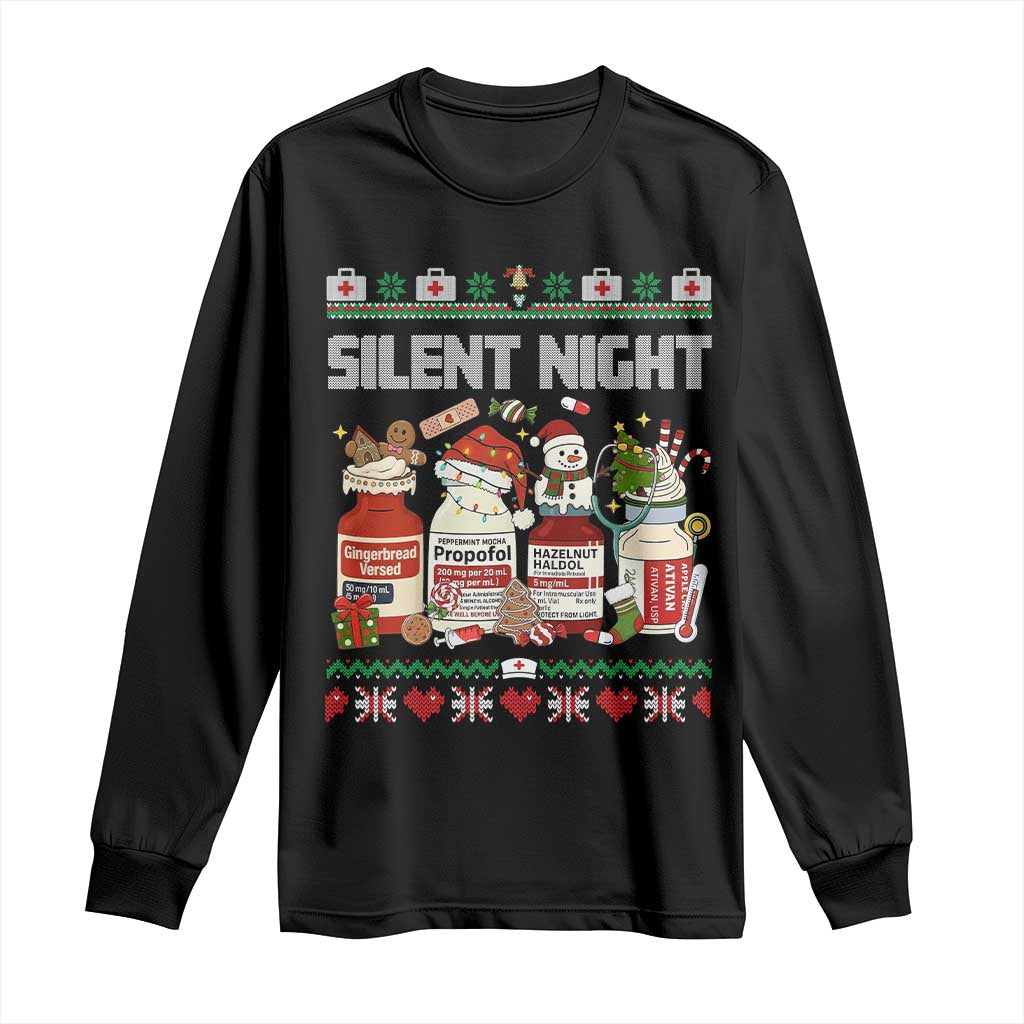 Silent Night Christmas Long Sleeve Shirt Funny ICU Nurse Xmas - Print Your Wear