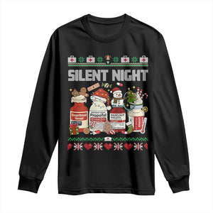 Silent Night Christmas Long Sleeve Shirt Funny ICU Nurse Xmas - Print Your Wear