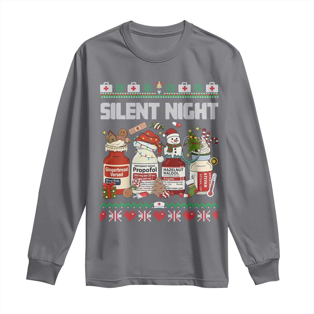 Silent Night Christmas Long Sleeve Shirt Funny ICU Nurse Xmas TS14 Charcoal Print Your Wear