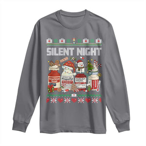 Silent Night Christmas Long Sleeve Shirt Funny ICU Nurse Xmas TS14 Charcoal Print Your Wear