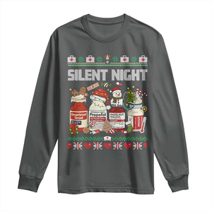 Silent Night Christmas Long Sleeve Shirt Funny ICU Nurse Xmas TS14 Dark Heather Print Your Wear