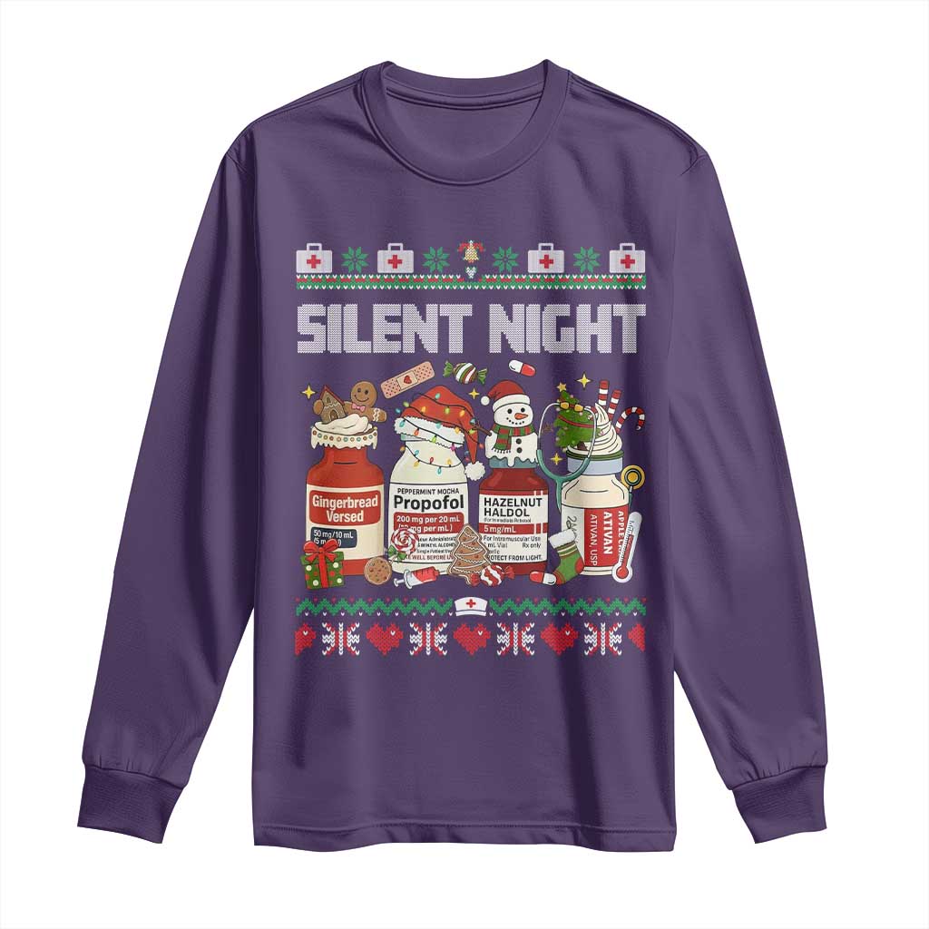 Silent Night Christmas Long Sleeve Shirt Funny ICU Nurse Xmas TS14 Purple Print Your Wear