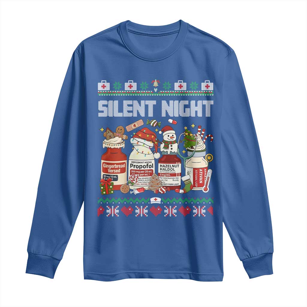 Silent Night Christmas Long Sleeve Shirt Funny ICU Nurse Xmas TS14 Royal Blue Print Your Wear