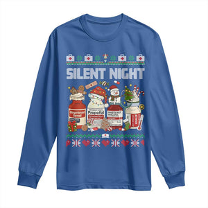 Silent Night Christmas Long Sleeve Shirt Funny ICU Nurse Xmas TS14 Royal Blue Print Your Wear