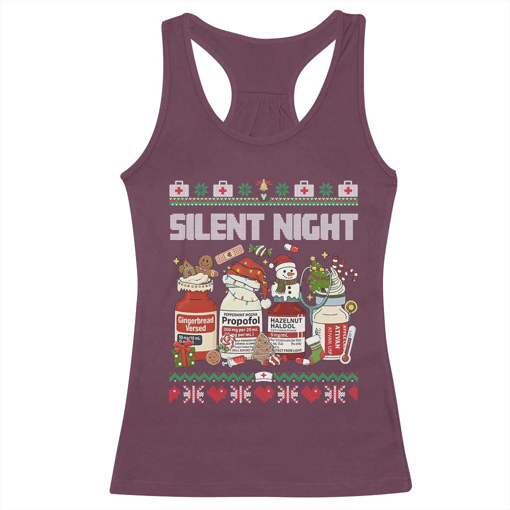 Silent Night Christmas Racerback Tank Top Funny ICU Nurse Xmas TS14 Maroon Print Your Wear