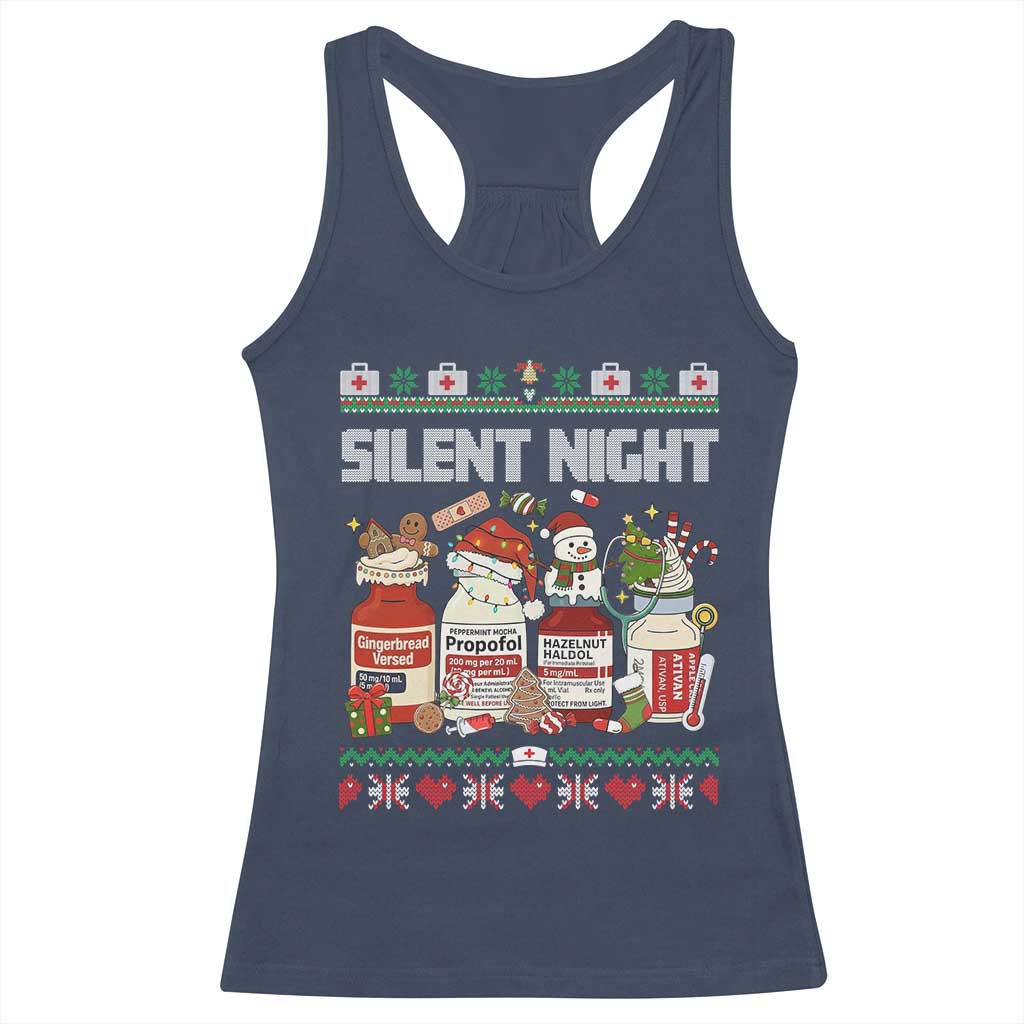 Silent Night Christmas Racerback Tank Top Funny ICU Nurse Xmas TS14 Navy Print Your Wear