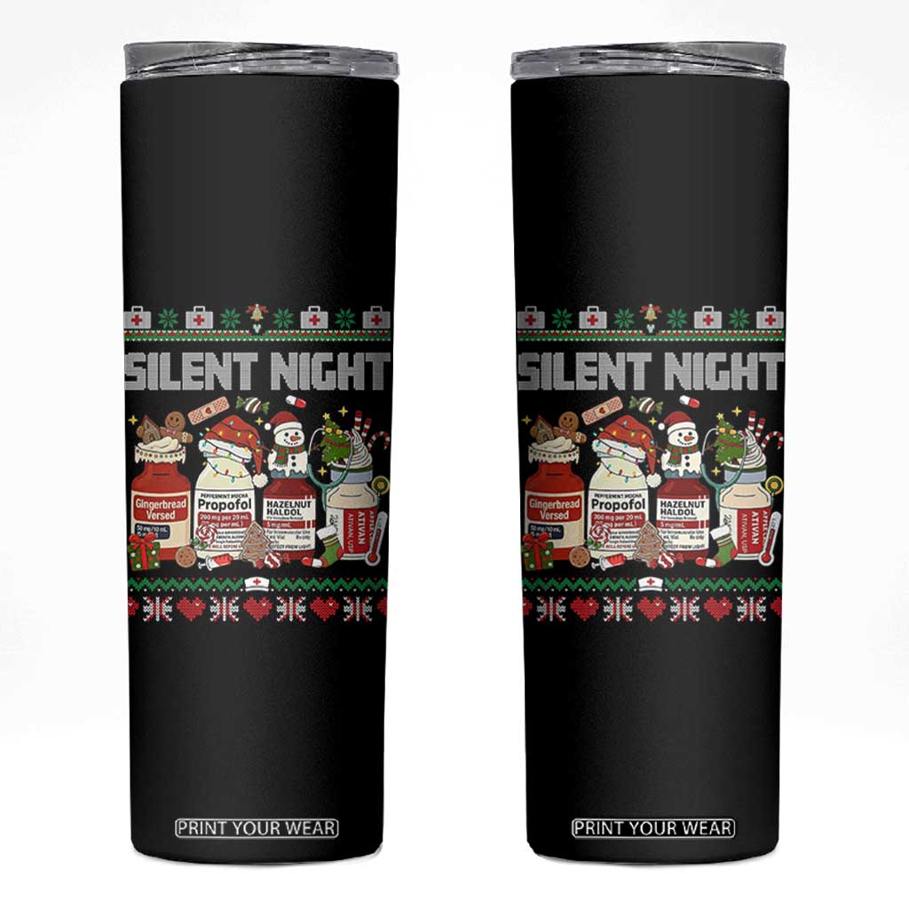 Silent Night Christmas Skinny Tumbler Funny ICU Nurse Xmas TS14 Black Print Your Wear