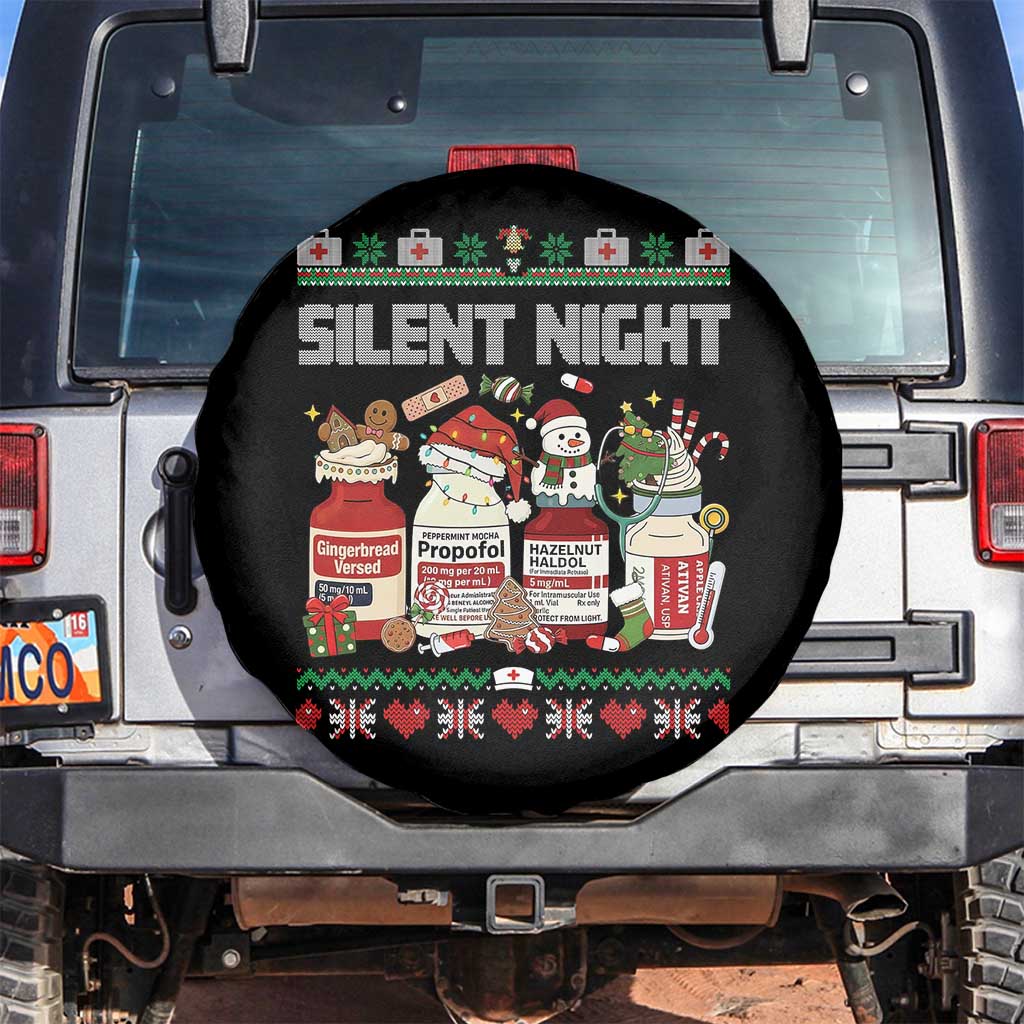 Silent Night Christmas Spare Tire Cover Funny ICU Nurse Xmas TS14 No hole Black Print Your Wear