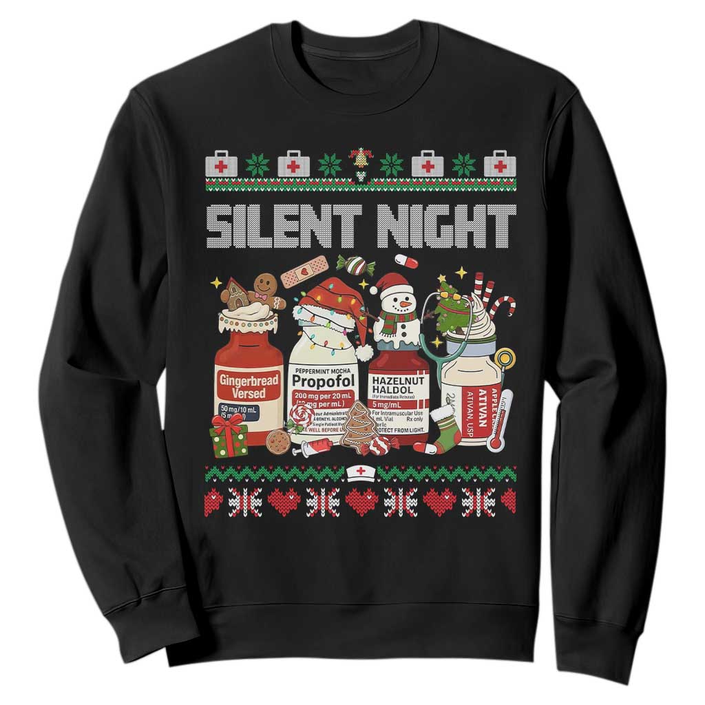 Silent Night Christmas Sweatshirt Funny ICU Nurse Xmas - Print Your Wear