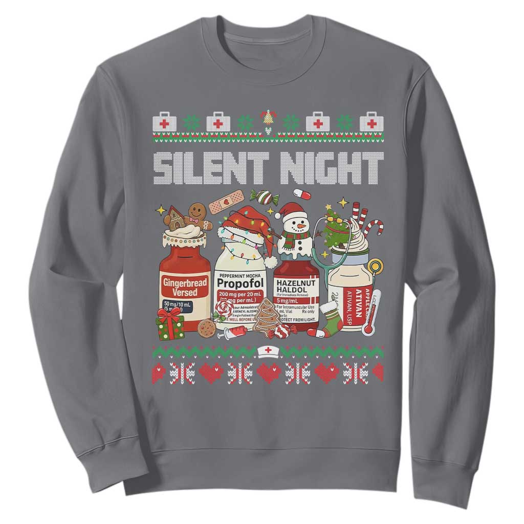Silent Night Christmas Sweatshirt Funny ICU Nurse Xmas TS14 Charcoal Print Your Wear