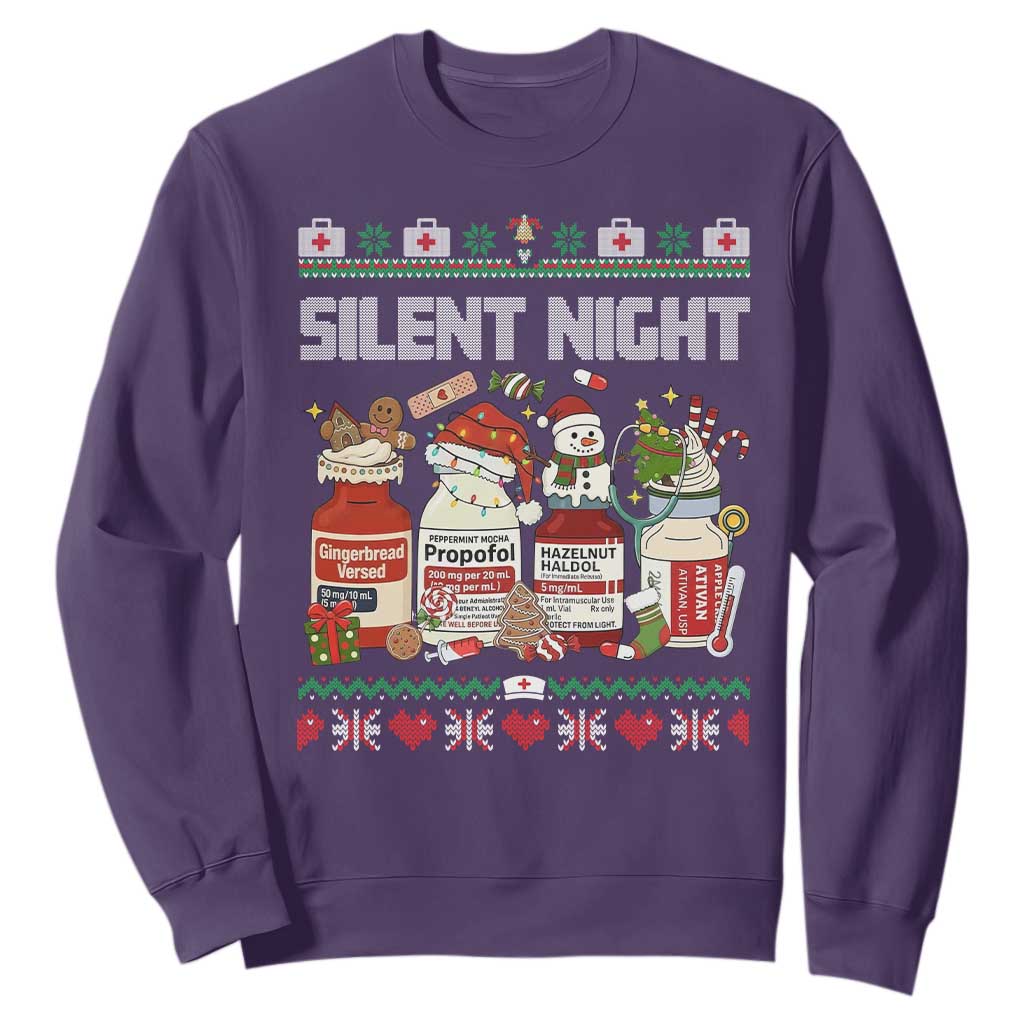 Silent Night Christmas Sweatshirt Funny ICU Nurse Xmas TS14 Purple Print Your Wear