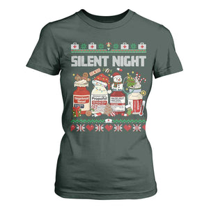 Silent Night Christmas T Shirt For Women Funny ICU Nurse Xmas TS14 Dark Forest Green Print Your Wear