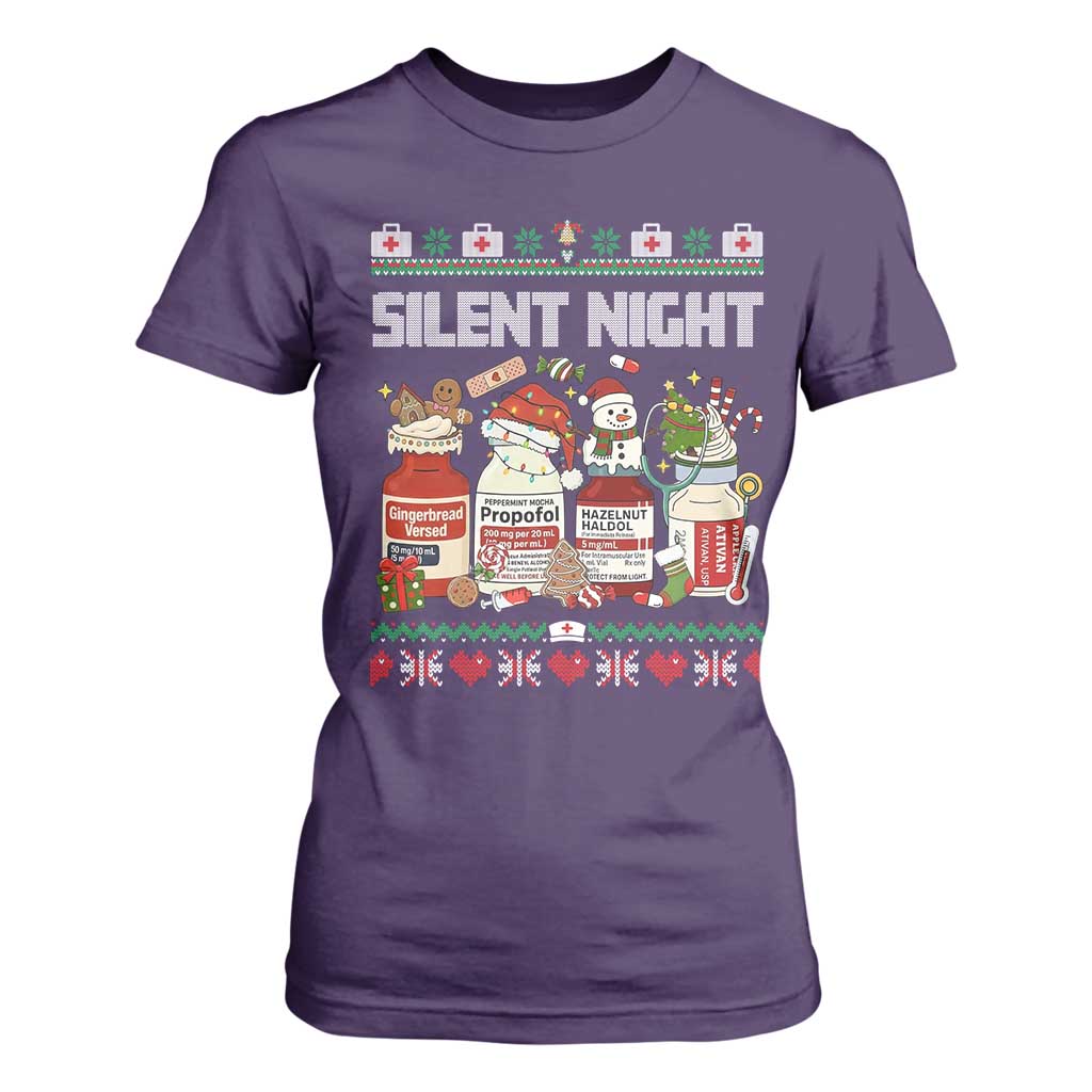 Silent Night Christmas T Shirt For Women Funny ICU Nurse Xmas TS14 Purple Print Your Wear