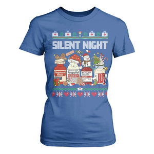 Silent Night Christmas T Shirt For Women Funny ICU Nurse Xmas TS14 Royal Blue Print Your Wear