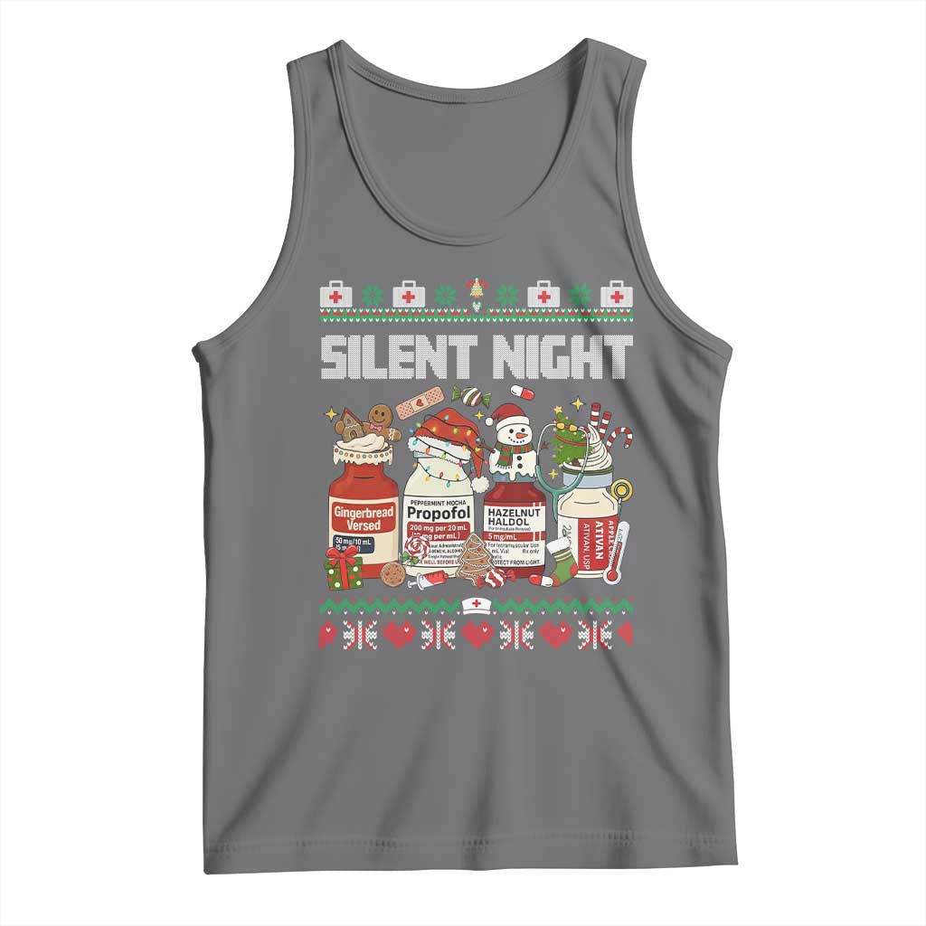 Silent Night Christmas Tank Top Funny ICU Nurse Xmas TS14 Black Heather Print Your Wear
