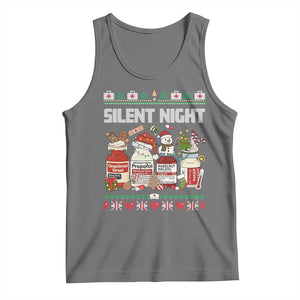 Silent Night Christmas Tank Top Funny ICU Nurse Xmas TS14 Black Heather Print Your Wear