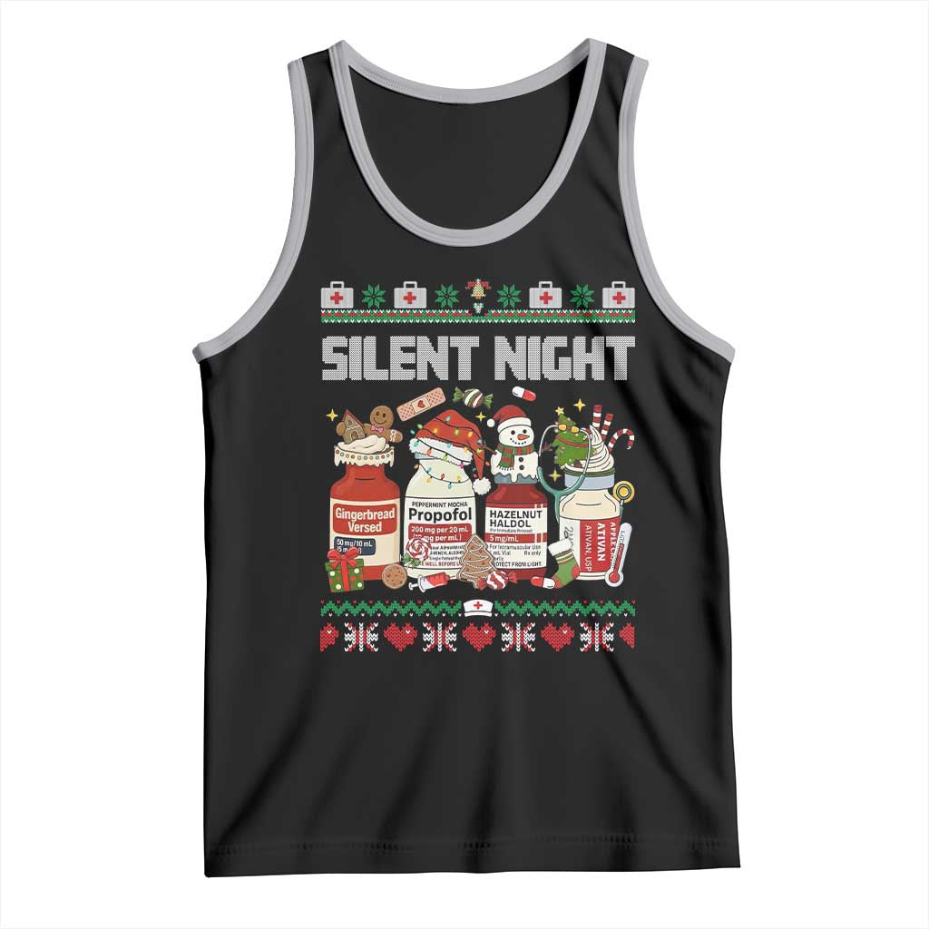 Silent Night Christmas Tank Top Funny ICU Nurse Xmas TS14 Black Athletic Heather Print Your Wear