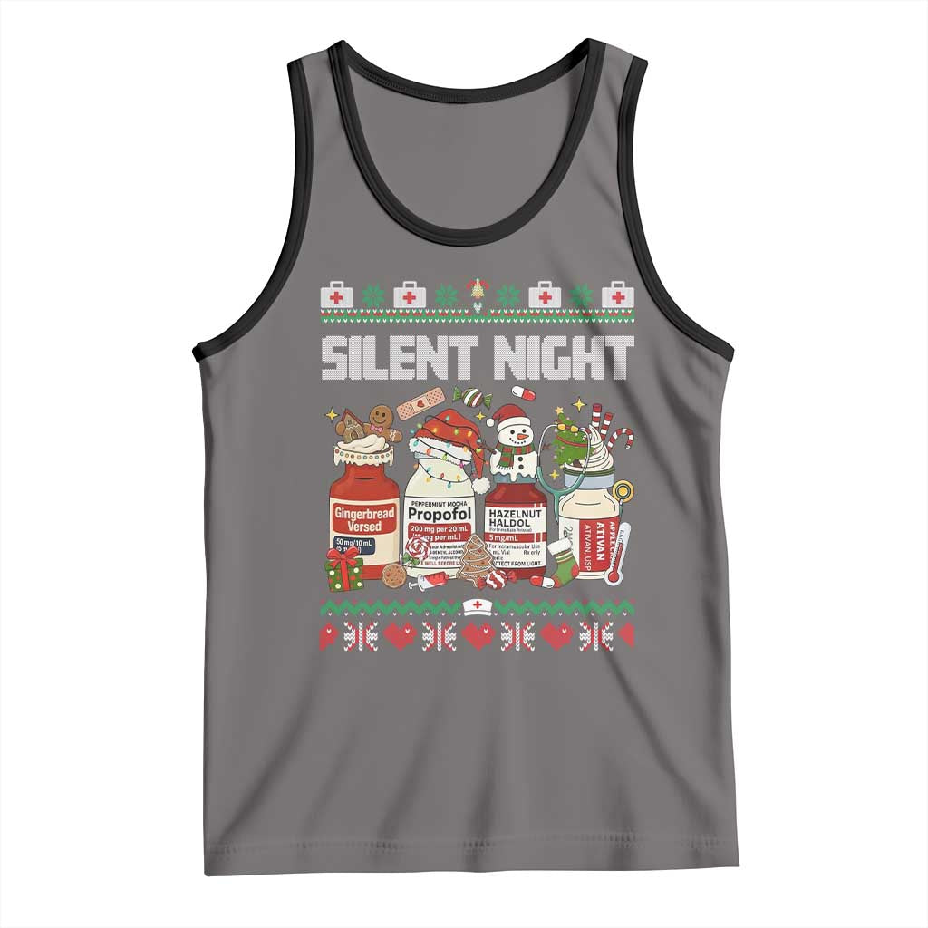 Silent Night Christmas Tank Top Funny ICU Nurse Xmas TS14 Deep Heather Black Print Your Wear