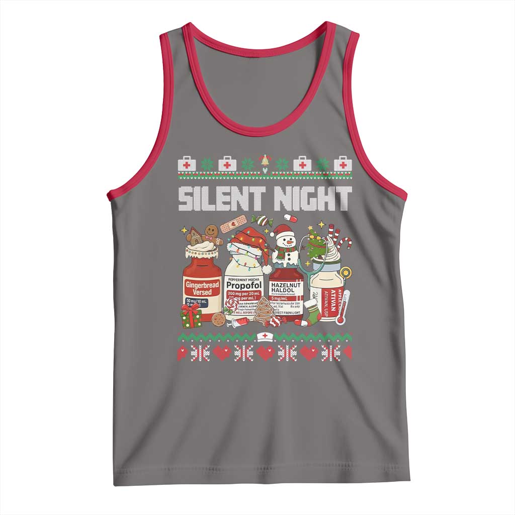 Silent Night Christmas Tank Top Funny ICU Nurse Xmas TS14 Deep Heather Red Print Your Wear