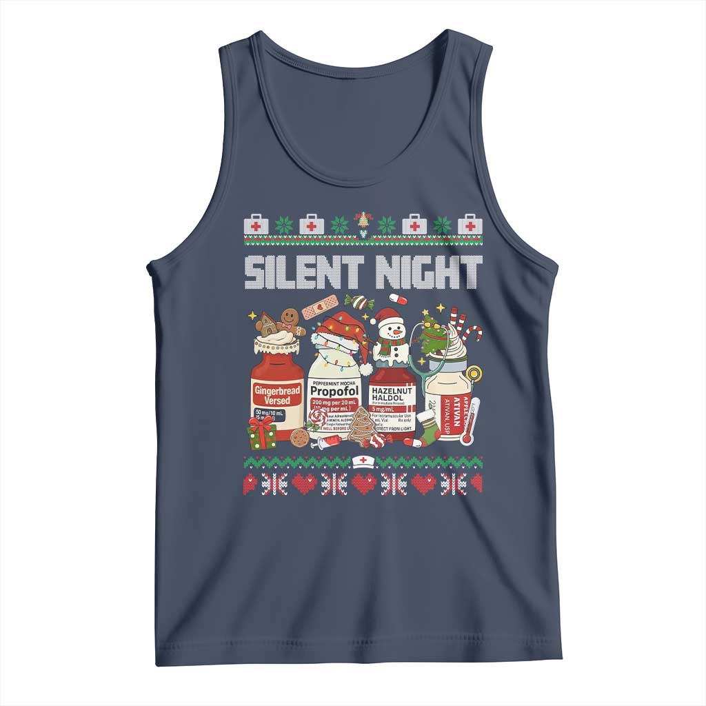 Silent Night Christmas Tank Top Funny ICU Nurse Xmas TS14 Navy Print Your Wear