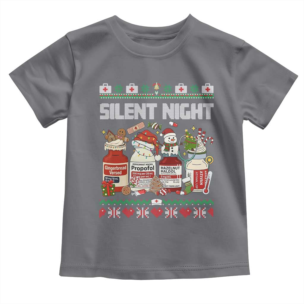 Silent Night Christmas Toddler T Shirt Funny ICU Nurse Xmas TS14 Charcoal Print Your Wear