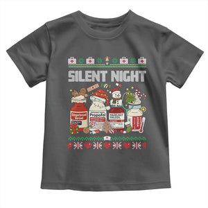 Silent Night Christmas Toddler T Shirt Funny ICU Nurse Xmas TS14 Dark Heather Print Your Wear