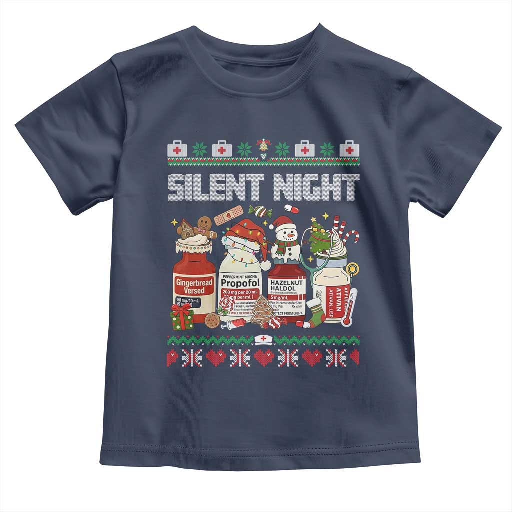 Silent Night Christmas Toddler T Shirt Funny ICU Nurse Xmas TS14 Navy Print Your Wear