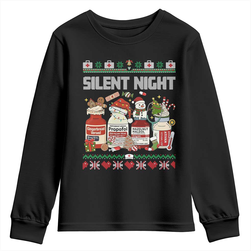Silent Night Christmas Youth Sweatshirt Funny ICU Nurse Xmas TS14 Black Print Your Wear