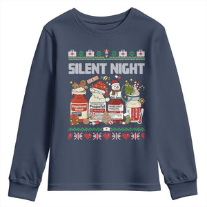 Silent Night Christmas Youth Sweatshirt Funny ICU Nurse Xmas TS14 Navy Print Your Wear