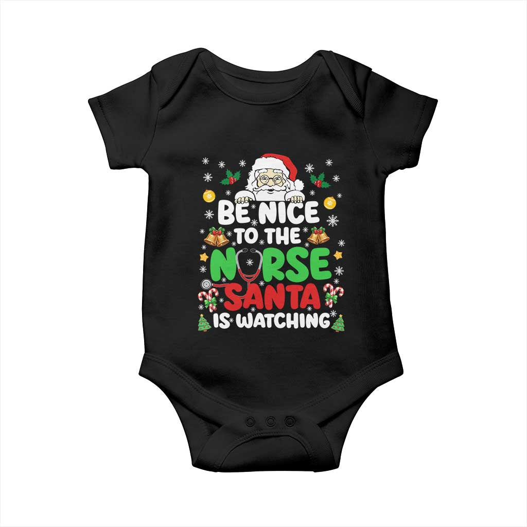 Christmas Nurse Baby Onesie Be Nice To The Nurse Santa Is Watching TS14 Black Print Your Wear