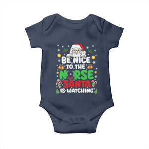 Christmas Nurse Baby Onesie Be Nice To The Nurse Santa Is Watching TS14 Navy Print Your Wear