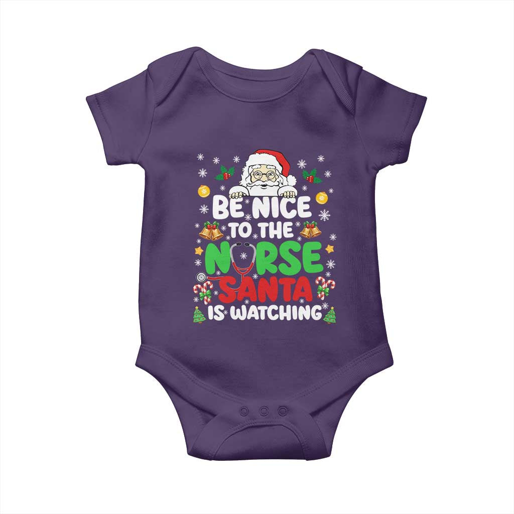 Christmas Nurse Baby Onesie Be Nice To The Nurse Santa Is Watching TS14 Purple Print Your Wear