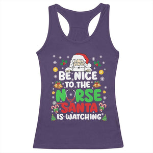 Christmas Nurse Racerback Tank Top Be Nice To The Nurse Santa Is Watching TS14 Purple Print Your Wear