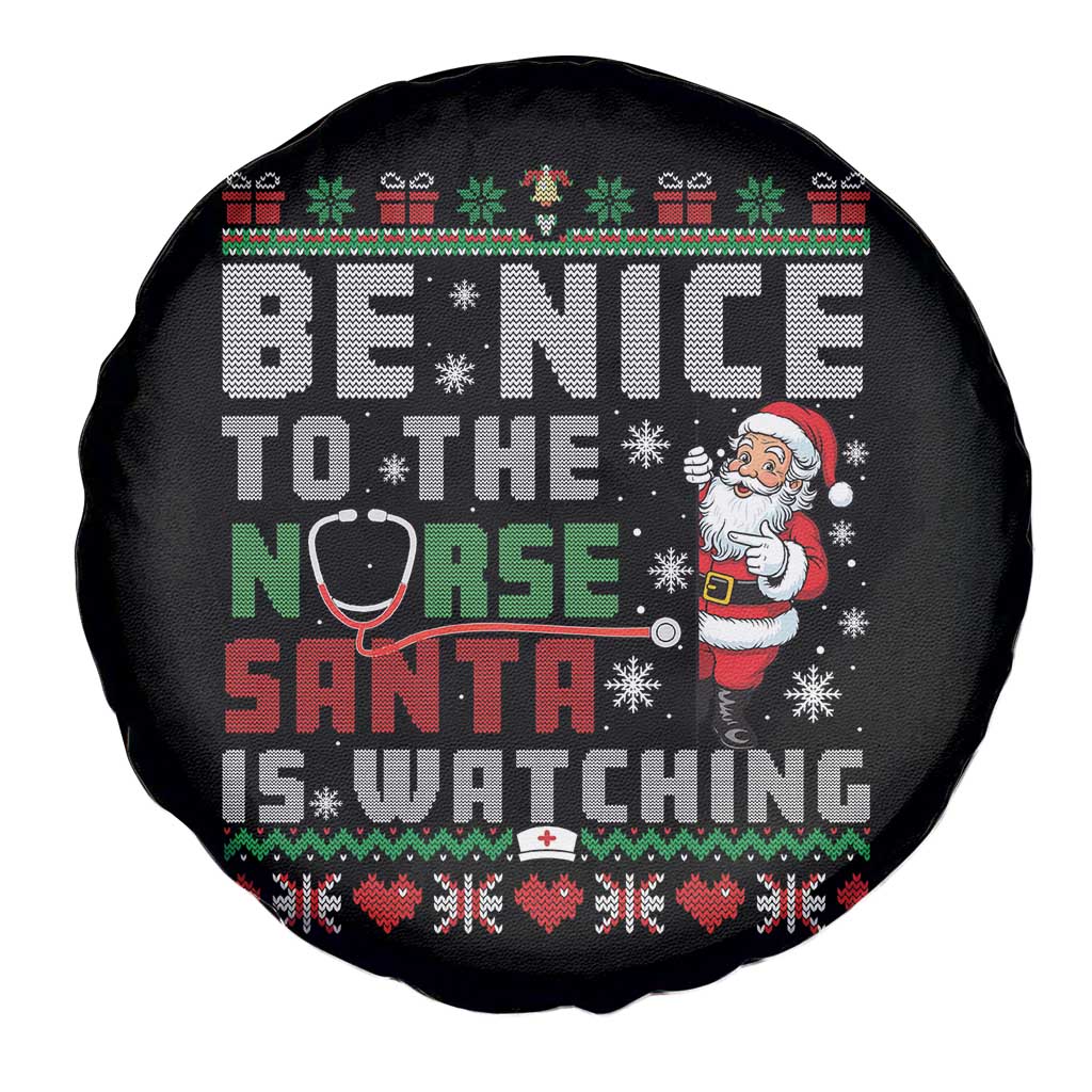 Funny Nurse Christmas Spare Tire Cover Be Nice To The Nurse Santa Is Watching TS14 Print Your Wear