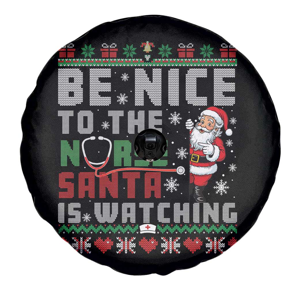Funny Nurse Christmas Spare Tire Cover Be Nice To The Nurse Santa Is Watching TS14 Print Your Wear