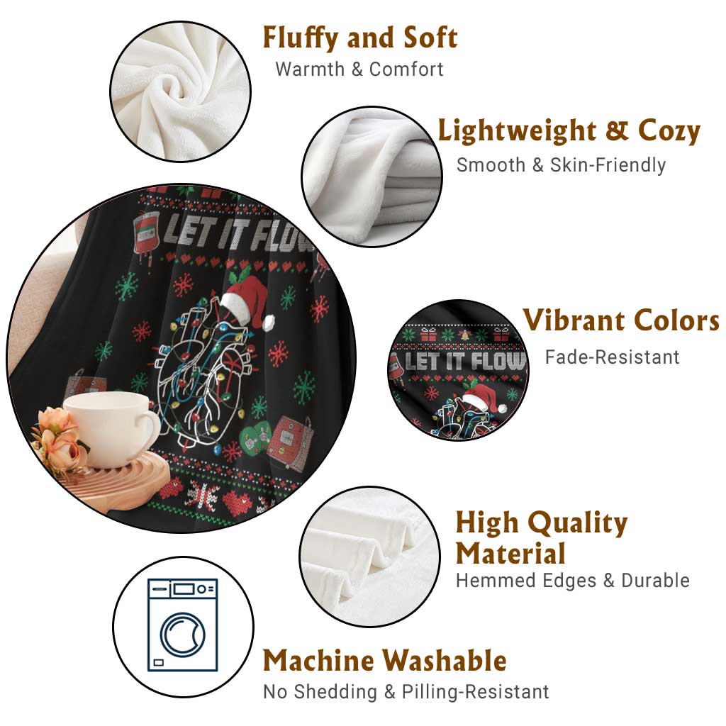 Let It Flow Christmas Throw Blanket Anatomy Heart Cardiac Nurse Santa Xmas TS14 Print Your Wear