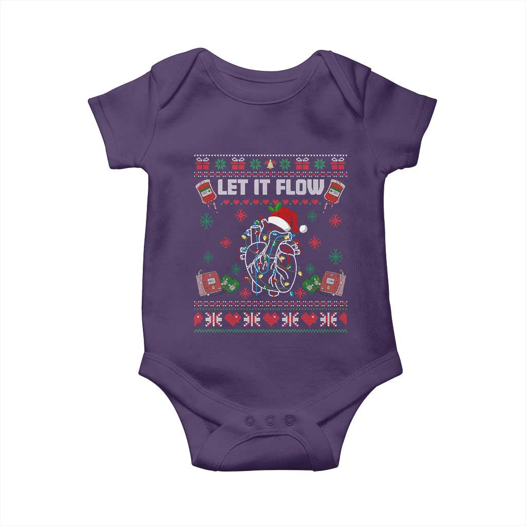Let It Flow Christmas Baby Onesie Anatomy Heart Cardiac Nurse Santa Xmas TS14 Purple Print Your Wear
