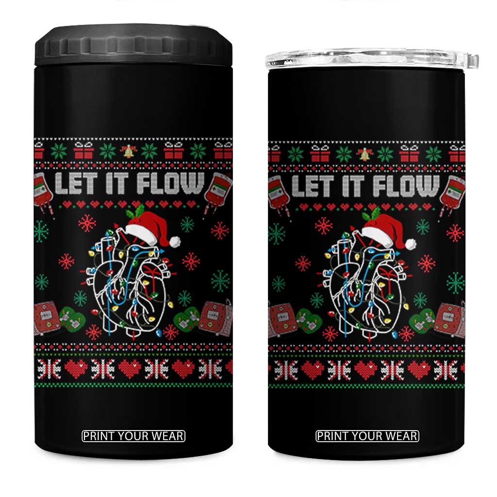 Let It Flow Christmas 4 in 1 Can Cooler Tumbler Anatomy Heart Cardiac Nurse Santa Xmas TS14 One Size: 16 oz Black Print Your Wear