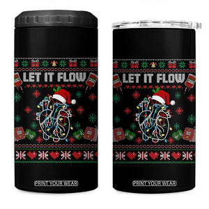 Let It Flow Christmas 4 in 1 Can Cooler Tumbler Anatomy Heart Cardiac Nurse Santa Xmas TS14 One Size: 16 oz Black Print Your Wear