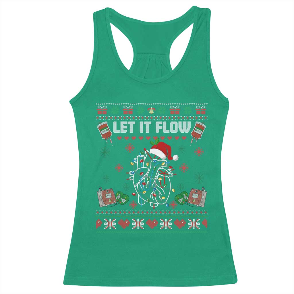 Let It Flow Christmas Racerback Tank Top Anatomy Heart Cardiac Nurse Santa Xmas - Print Your Wear