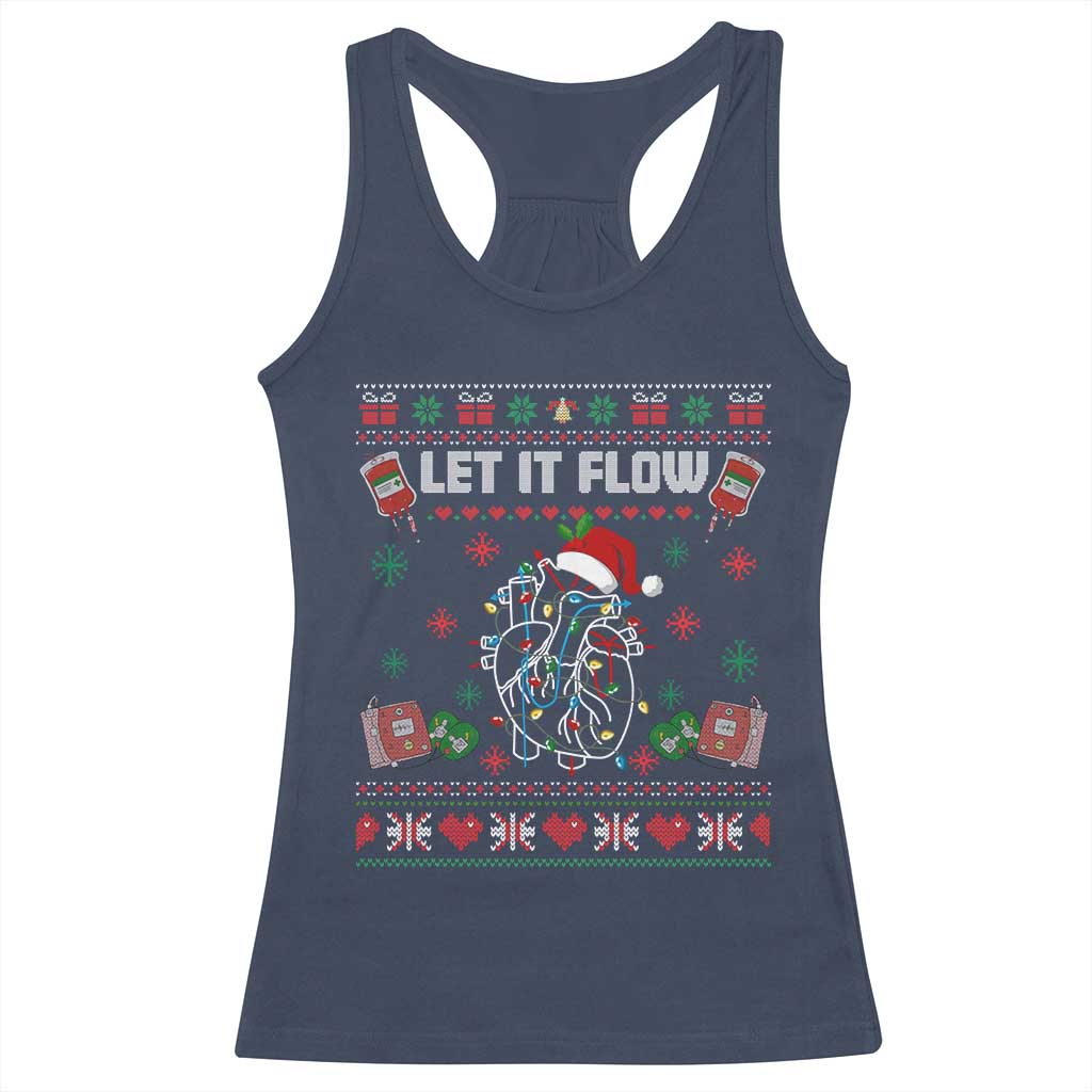 Let It Flow Christmas Racerback Tank Top Anatomy Heart Cardiac Nurse Santa Xmas TS14 Navy Print Your Wear