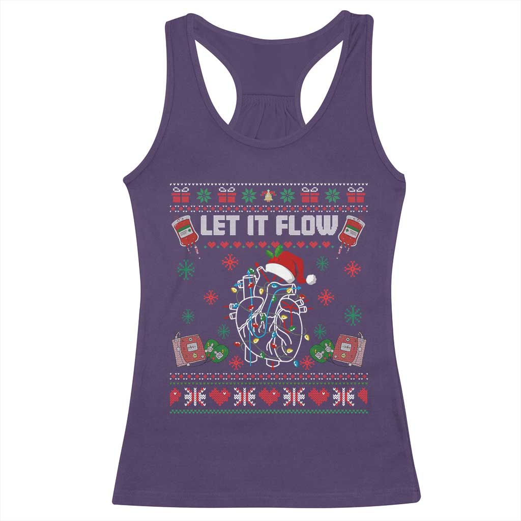 Let It Flow Christmas Racerback Tank Top Anatomy Heart Cardiac Nurse Santa Xmas - Print Your Wear