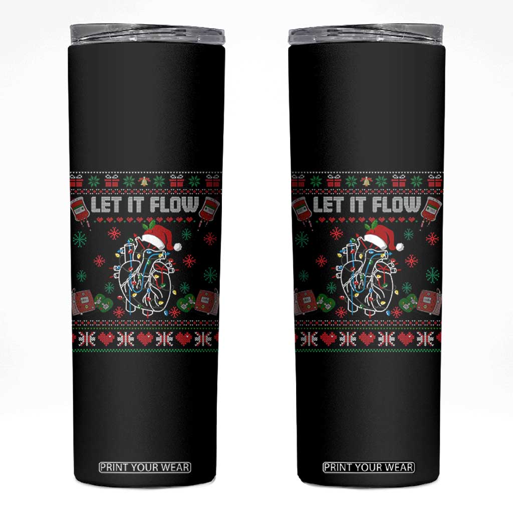 Let It Flow Christmas Skinny Tumbler Anatomy Heart Cardiac Nurse Santa Xmas TS14 Black Print Your Wear