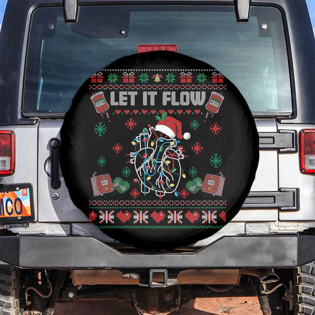 Let It Flow Christmas Spare Tire Cover Anatomy Heart Cardiac Nurse Santa Xmas TS14 No hole Black Print Your Wear