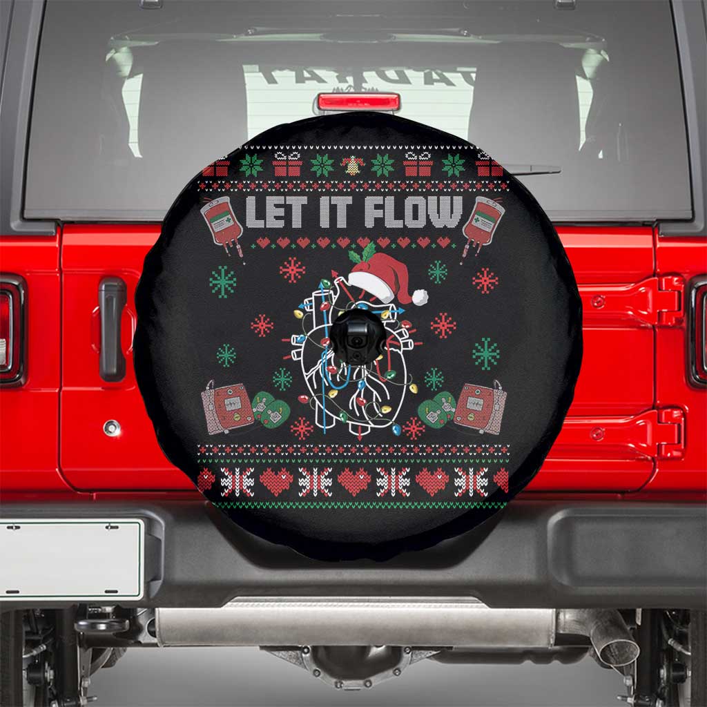 Let It Flow Christmas Spare Tire Cover Anatomy Heart Cardiac Nurse Santa Xmas TS14 Black Print Your Wear