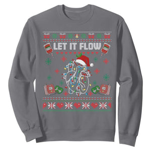Let It Flow Christmas Sweatshirt Anatomy Heart Cardiac Nurse Santa Xmas TS14 Charcoal Print Your Wear