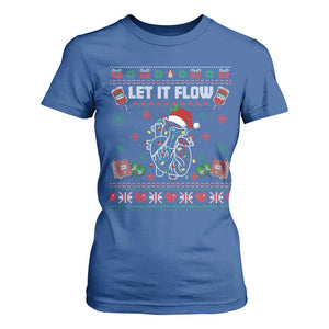 Let It Flow Christmas T Shirt For Women Anatomy Heart Cardiac Nurse Santa Xmas TS14 Royal Blue Print Your Wear