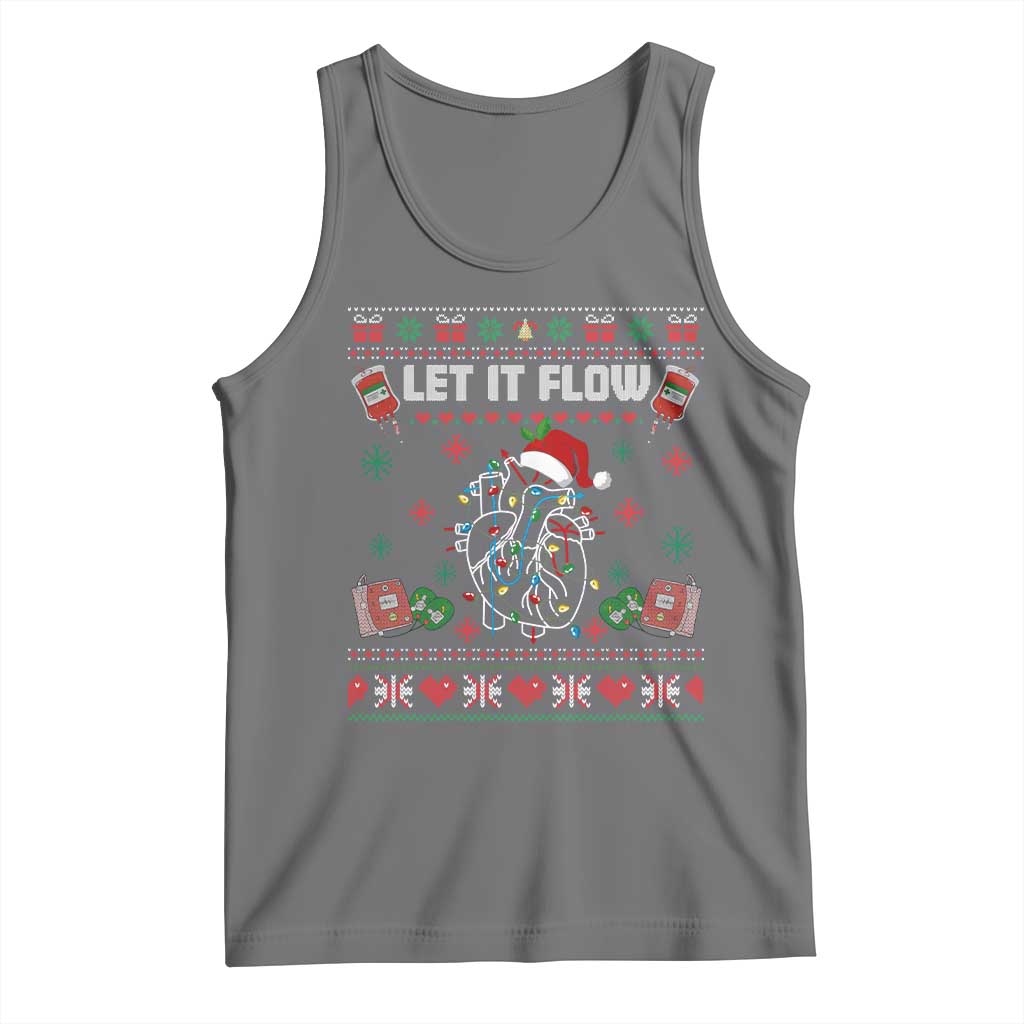 Let It Flow Christmas Tank Top Anatomy Heart Cardiac Nurse Santa Xmas TS14 Black Heather Print Your Wear